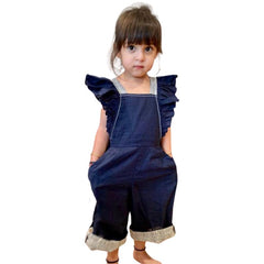 Frill Striped Dungarees for Girls